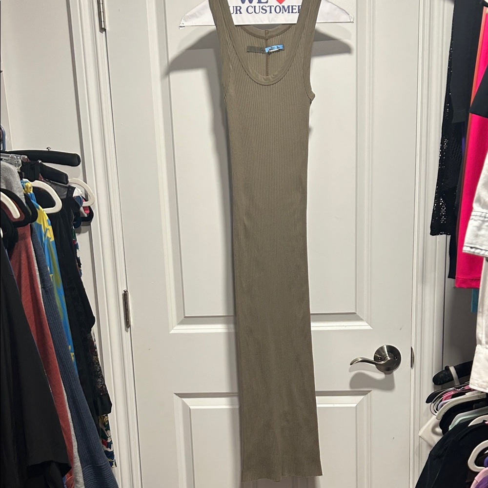 Enza costa light brown ribbed maxi dress